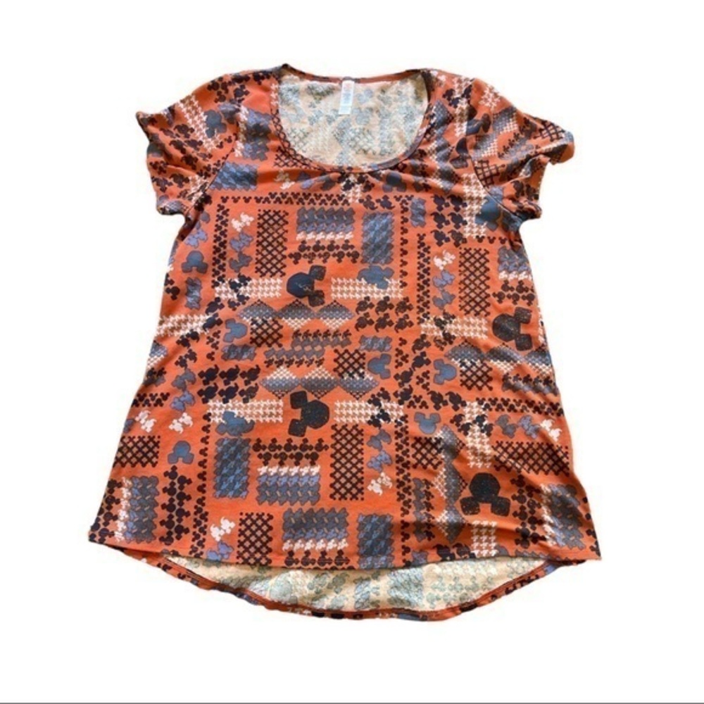 Lularoe Disney Mickey Mouse Orange Scoop Neck Shirt Size Small EUC #2156